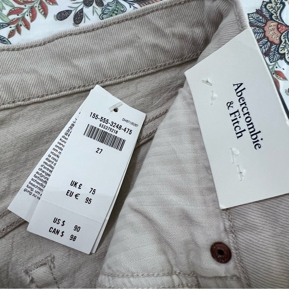 Abercrombie & Fitch Jeans Women’s 27 4 R The 90's Straight Ultra High Rise Cream - Picture 5 of 10